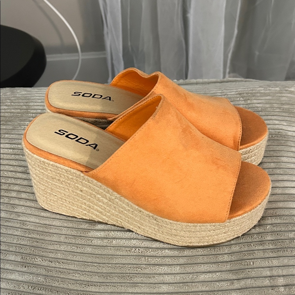Soda Women's Bright Orange Wedge Sandals